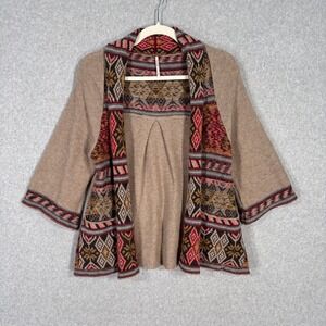 Free People Fair Isle Cardigan Sweater Small Wool Boho Southwestern Aztec Artsy